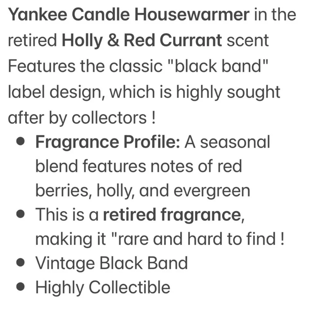 Yankee Candle Jar Holly & Red Currant Vintage Black Band Holiday Dark Red 22 Oz